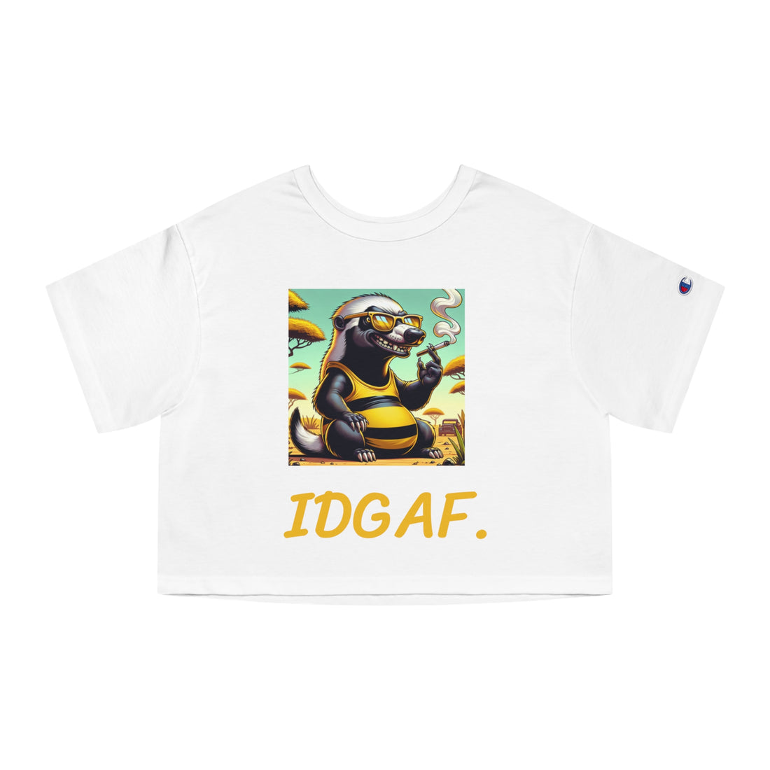 "IDGAF" Champion Women's Heritage Cropped T-Shirt